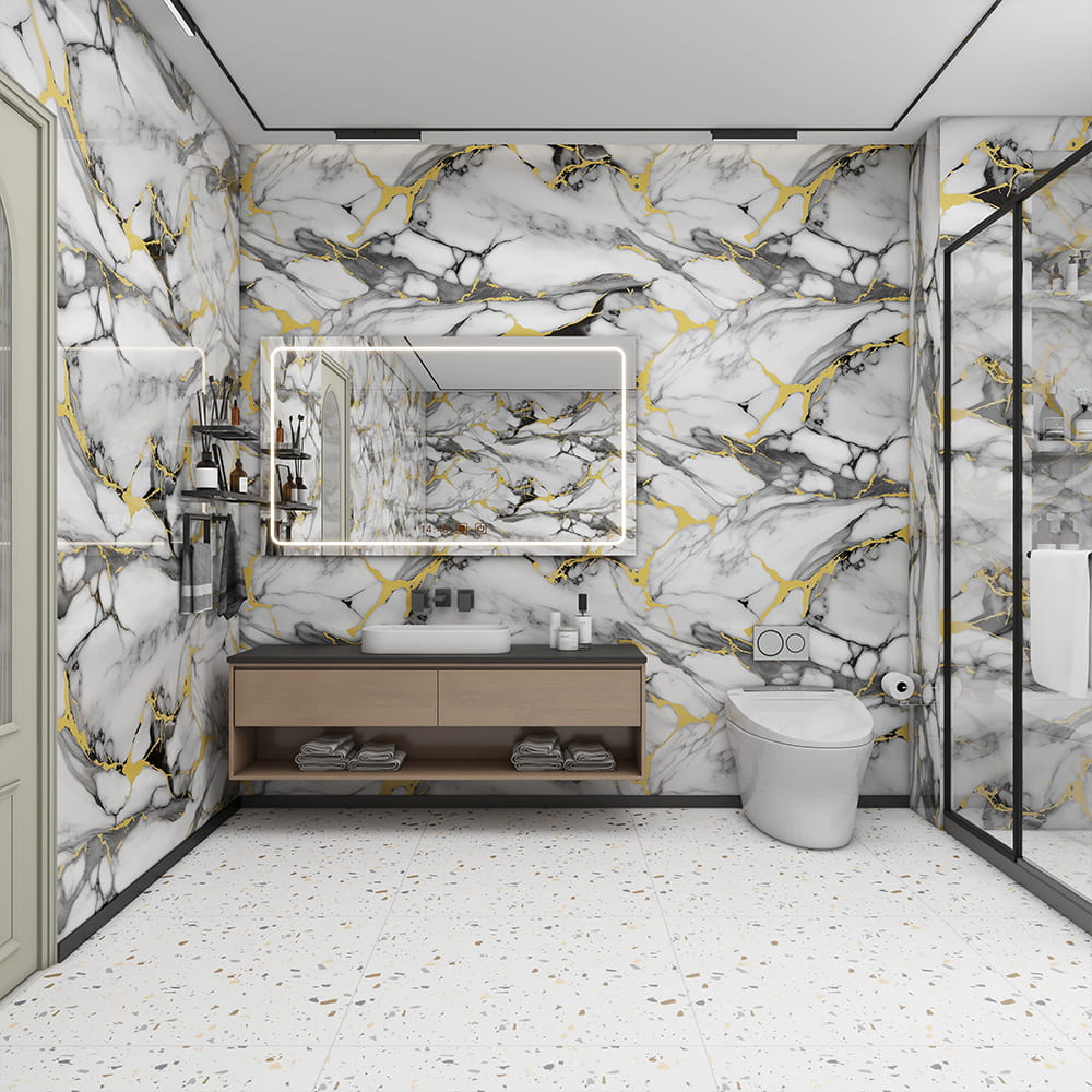 Современные глянцевые мраморные обои в рулоне, ПВХ, самоклеящиеся, водонепроницаемые, для интерьера, украшения дома, мраморный лист, наклейка